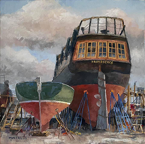 Image of Lance Montross' painting, Manchester Boat Yard